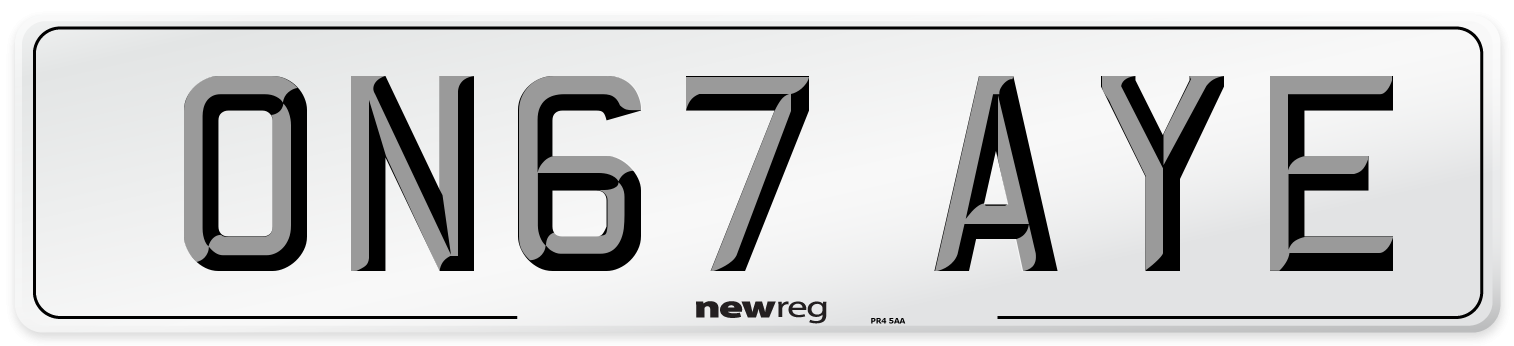 ON67 AYE Number Plate from New Reg